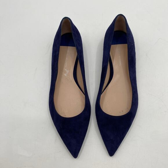 Stuart Weitzman 38 navy blue pointed toe suede flats - Picture 2 of 7